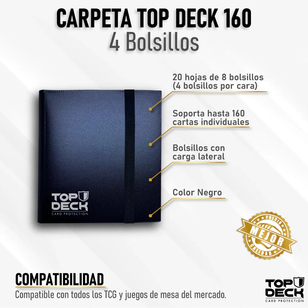 Carpeta Esencial | Para 160 cartas (4 bolsillos por cara - carga lateral) - Varios Colores - Top Deck